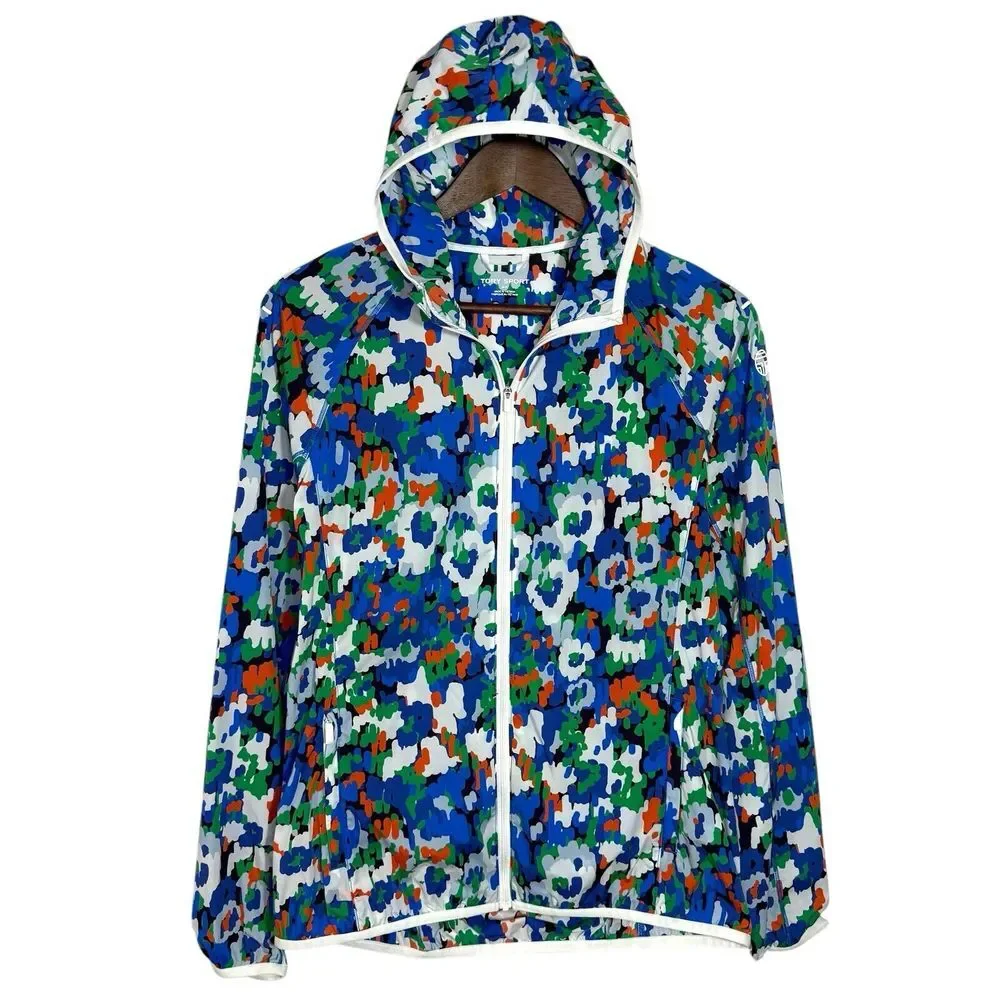 NWOT Tory Burch Sport S Royale Camo Floral Packable Full Zip Jacket‎ Athleisure
